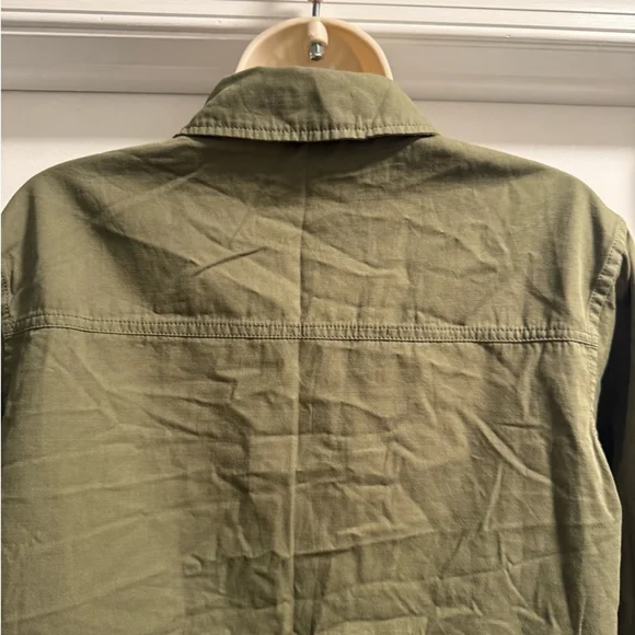 Malibu Bum Army Green Shacket Small Button-Up Utility Layering Top - Picture 10 of 16